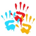 Kid Hand Paint Prints Playful Autism Creativity Vector Art Royalty Free Stock Photo