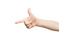 Kid hand pointing with index finger isolated Royalty Free Stock Photo