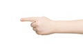 Kid hand pointing with index finger isolated Royalty Free Stock Photo