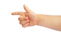 Kid hand pointing with index finger or making gun gesture Royalty Free Stock Photo