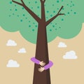 Kid hands hug tree Royalty Free Stock Photo