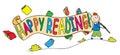 Kid with happy reading banner