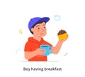 Kid having breakfast or lunch meals concept Royalty Free Stock Photo