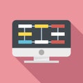 Kid home programming icon flat vector. Virtual teacher class