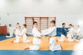 Kid judo, children on fight training, martial art Royalty Free Stock Photo