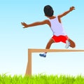 Kid jumping fence Royalty Free Stock Photo