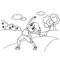 Kid jumping rope cartoon coloring page vector Royalty Free Stock Photo