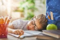 Kid is learning in class Royalty Free Stock Photo