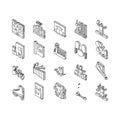 kid leisure child fun happy isometric icons set vector