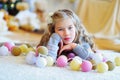 Kid and light garland with lanterns