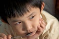 Kid lost appetite Royalty Free Stock Photo