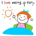 Kid love waking up early illustration