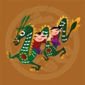 Kid loves playing with Chinese zodiac animal - Dragon