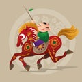 Kid loves playing with Chinese zodiac animal - Horse
