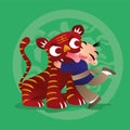 Kid loves playing with Chinese zodiac animal - Tiger