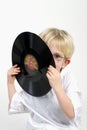 Kid with LP Royalty Free Stock Photo