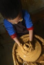 Kid making pottery Royalty Free Stock Photo