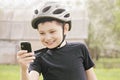 Kid making shot with phone Royalty Free Stock Photo