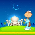 Kid offering namaaz for Eid celebration Royalty Free Stock Photo