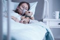 Kid with oxygen mask Royalty Free Stock Photo