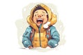 kid in parka, open mouth, snow fun Royalty Free Stock Photo