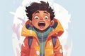 kid in parka, open mouth, snow fun Royalty Free Stock Photo