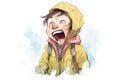 kid in parka, open mouth, snow fun Royalty Free Stock Photo