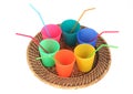 kid party cups with straws Royalty Free Stock Photo