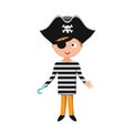 Kid pirate costume festival superhero character isolated vector illustration