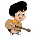 The kid played guitar. The music makes kids concentrate and help
