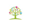 kid playful hand tree vector logo design