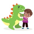 Kid Playing With Dinosaur Toy Royalty Free Stock Photo