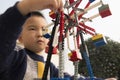 Kid playing lego block Royalty Free Stock Photo