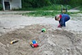 Kid playing in the sand Royalty Free Stock Photo