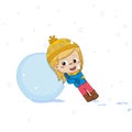 Kid playing snow.vector and illustration.