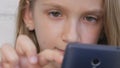 Kid Playing Tablet, Child Smartphone, Girl Reading Messages Browsing Internet