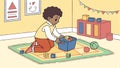 Kid playing in toy bin, classroom fun, indoor play, activity time, learn vector design Generative AI