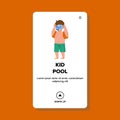 In Kid Pool Resting Small Boy In Swimwear Vector