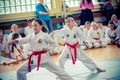 Kid practicing karate Royalty Free Stock Photo