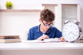 Kid preparing for school at home Royalty Free Stock Photo