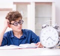 Kid preparing for school at home Royalty Free Stock Photo