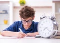 Kid preparing for school at home Royalty Free Stock Photo