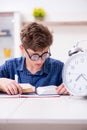 Kid preparing for school at home Royalty Free Stock Photo