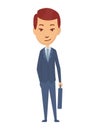 Kid profession businessman. Cartoon young person in professional uniform. Cute children occupation vector illustration