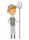 Kid profession peasant or farmer. Cartoon young person in professional uniform. Cute children occupation vector