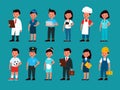 Kid professionals. Children soccer or football player, builder and policeman, stewardess and waiter, programmer and Royalty Free Stock Photo