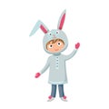 Kid rabbit costume festival superhero character isolated vector illustration Royalty Free Stock Photo