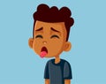 Unhappy Little Boy Making Yuck Face Vector Cartoon