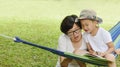 Kid reading with mom together Royalty Free Stock Photo