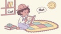 Kid rhyming word puzzle game, classroom learn, literacy skill, word activity vector design Generative AI